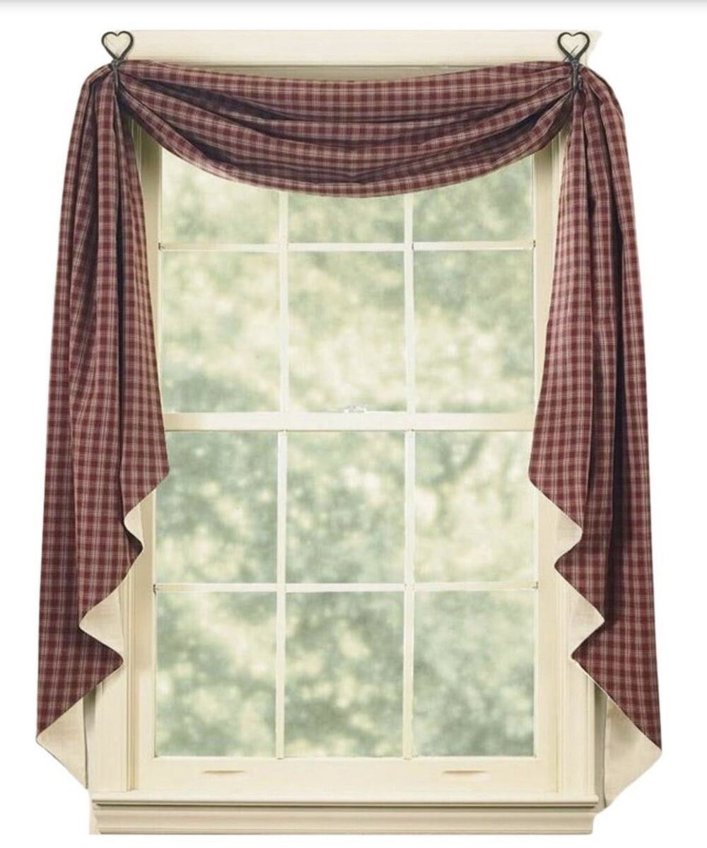 PARK DESIGNS LINED FISHTAIL SWAG STURBRIDGE Wine 145"x25" Single /Double Window